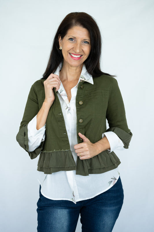JOLIE SAULE FRILL JACKET KHAKI