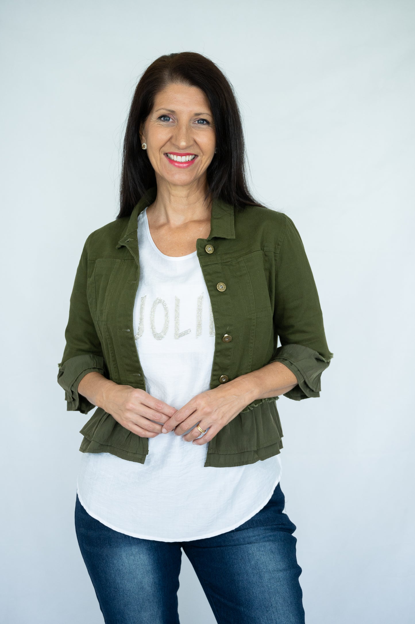 JOLIE SAULE FRILL JACKET KHAKI