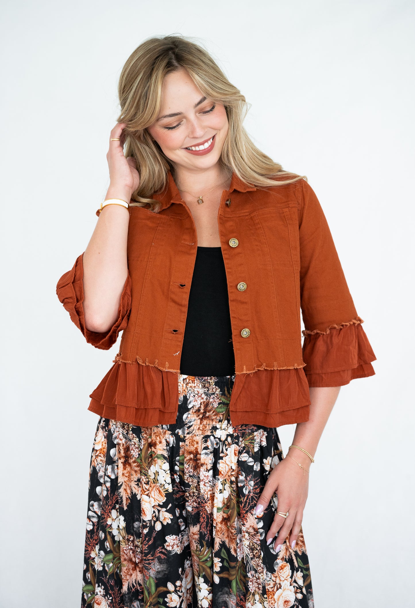 JOLIE SAULE FRILL JACKET TAN