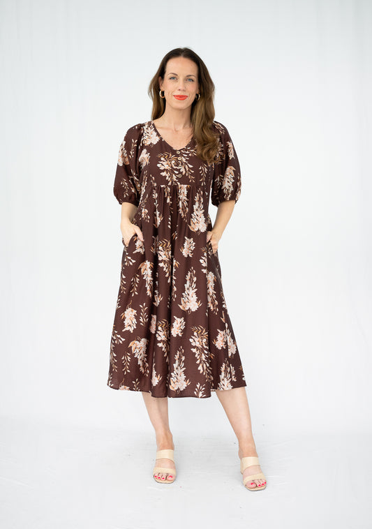 WILLOW TREE FLORAL MIDI CHOCOLATE