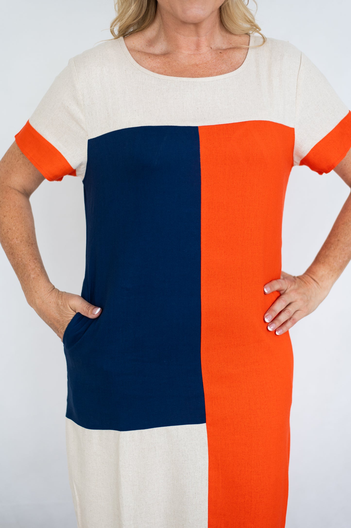 TAWNY BLOCK DRESS ORANGE