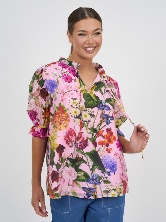 LIBERTY ROSE TIE NECK TOP