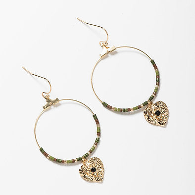 E01452 GOLD HEART HOOPS