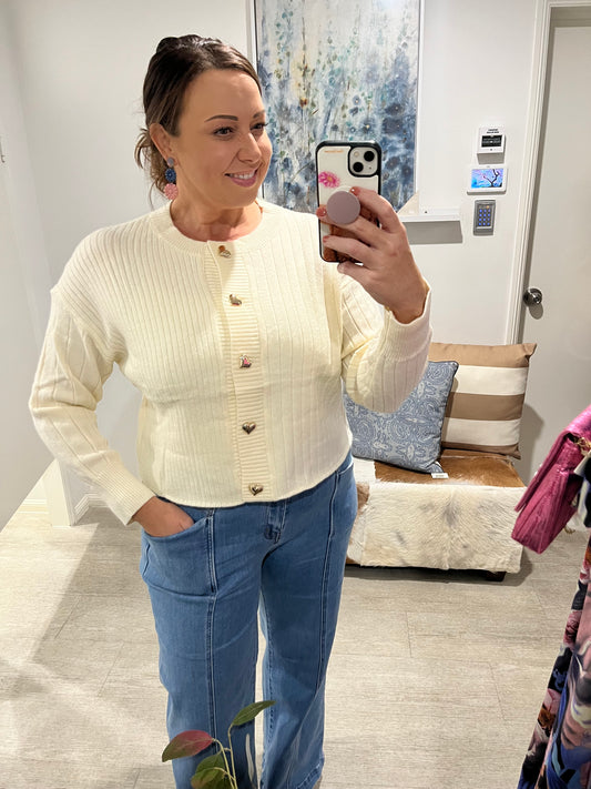 PAPERHEART HEARTS CROPPED CARDIGAN