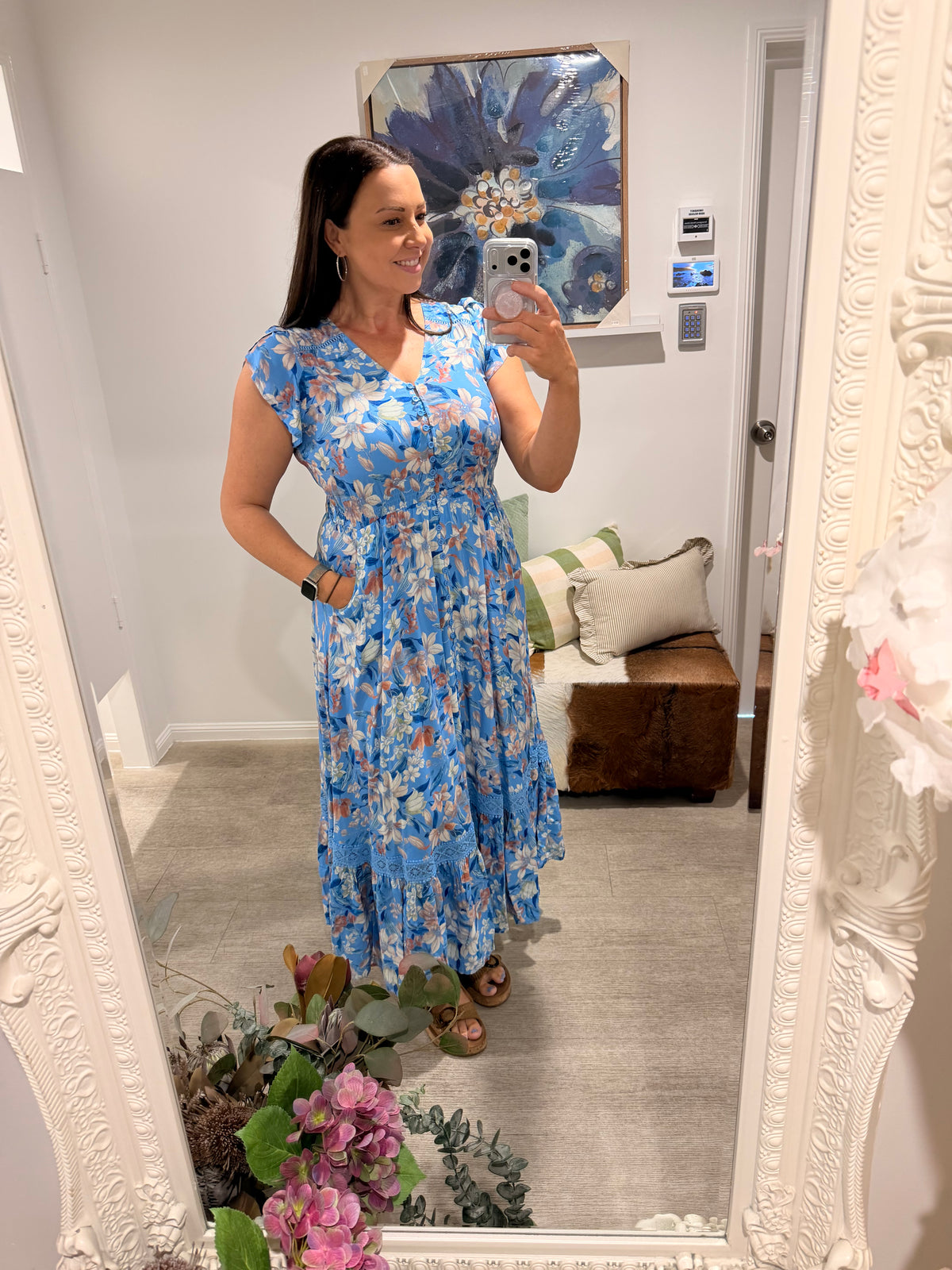 CM FLORAL BLUES MAXI DRESS