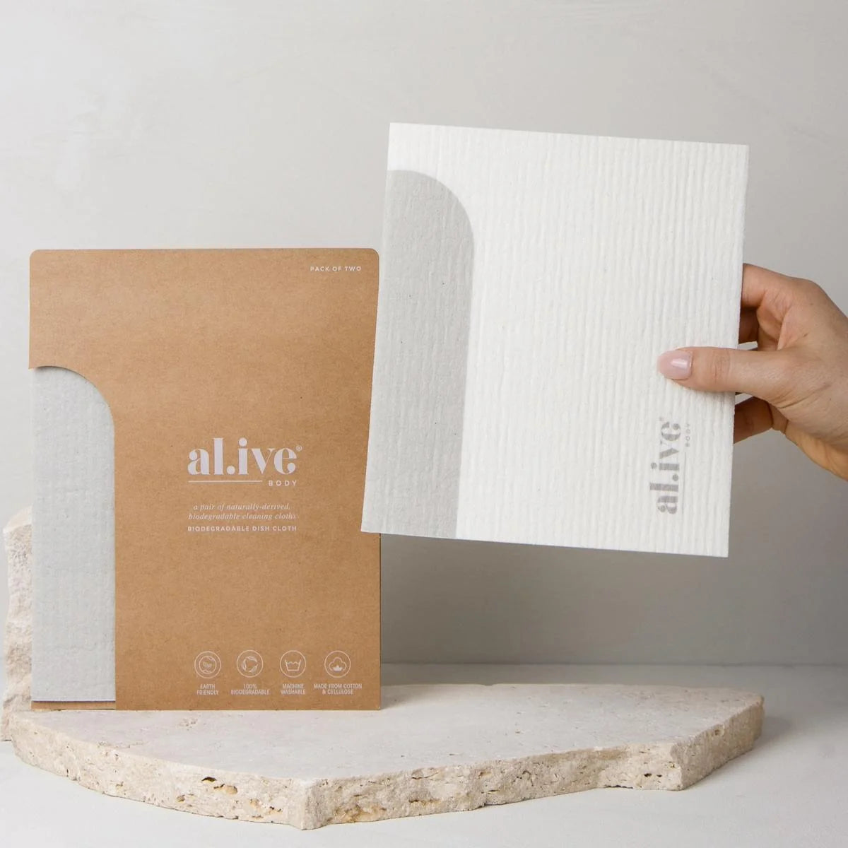 AL.IVE BIODEGRADABLE DISH CLOTH 2 PACK