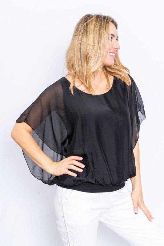62498BLK WILLOW SILK TOP BLACK