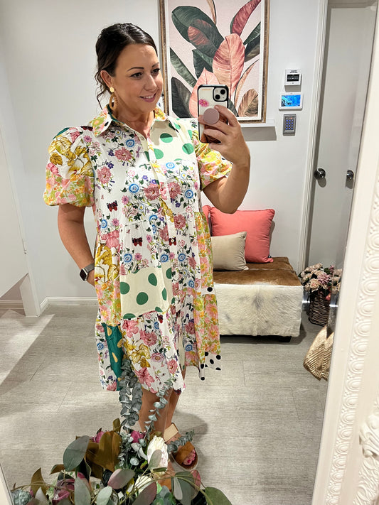 PALM COVE FLORAL SPOTS DRESS
