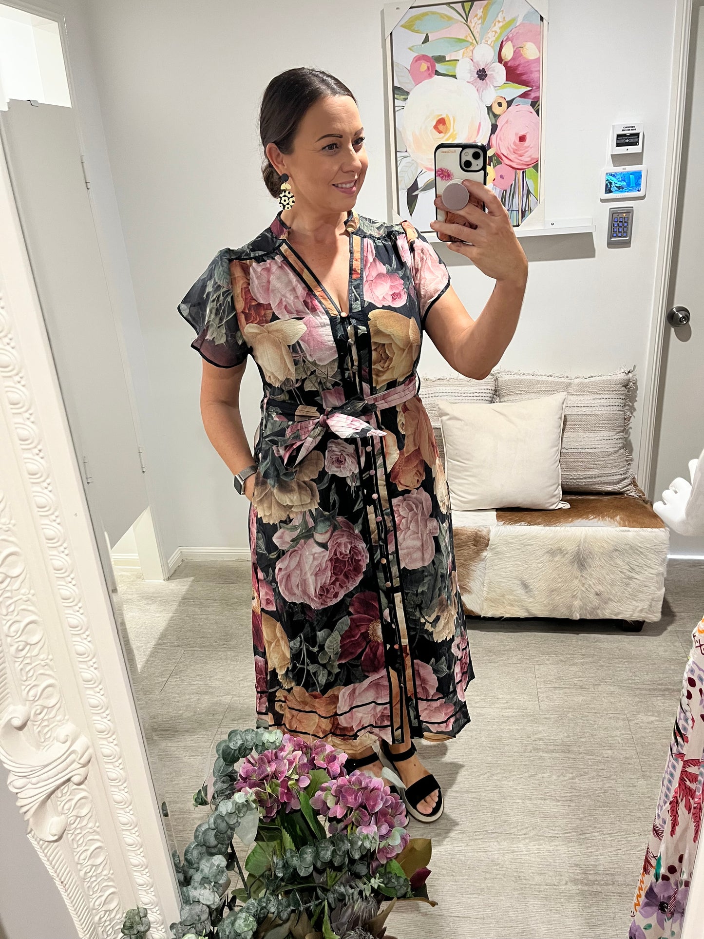 LORRAINE FLORAL BLACKS DRESS