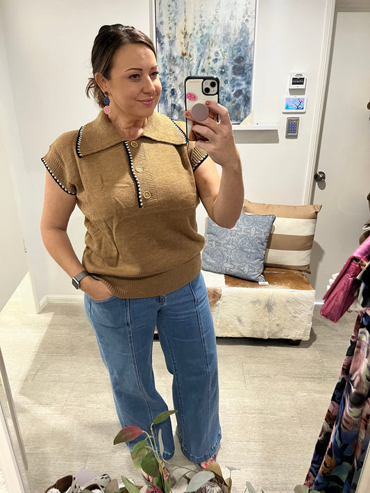 EBBY&I COLLARED KNIT VEST