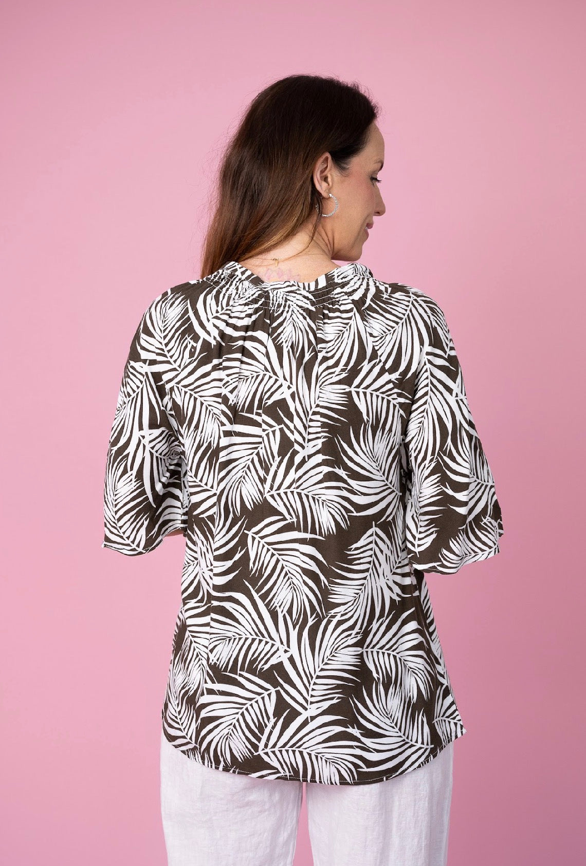 WILLOWTREE LEAVES BLOUSE CHOCOLATE