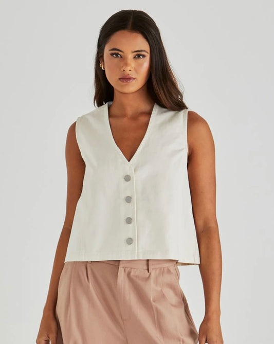 SASS SABINE DENIM VEST CREAM
