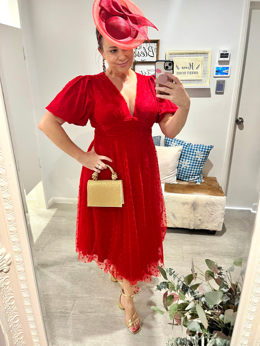 CELYN MIDI DRESS RED
