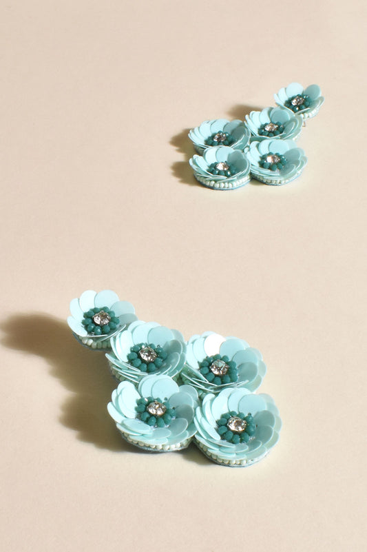 AEA-3204AQUA FLORAL EARRINGS