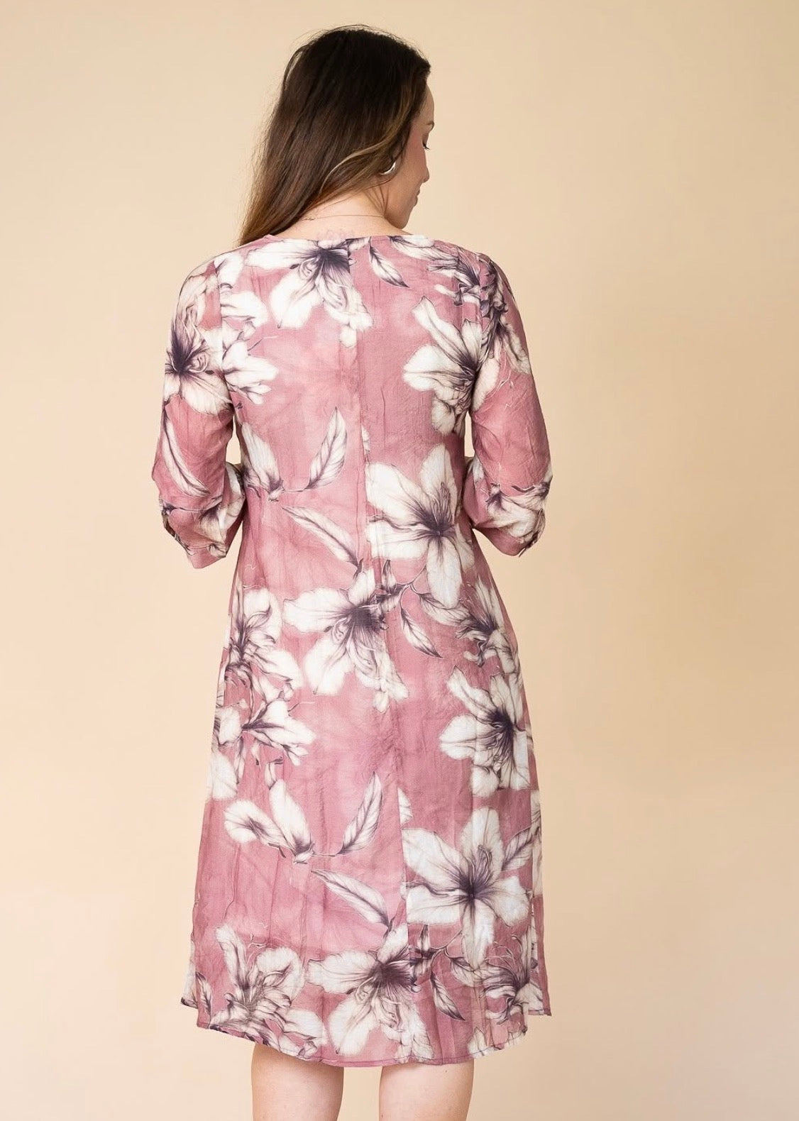 JOLIE SAULE FLORAL MAUVE MINI DRESS