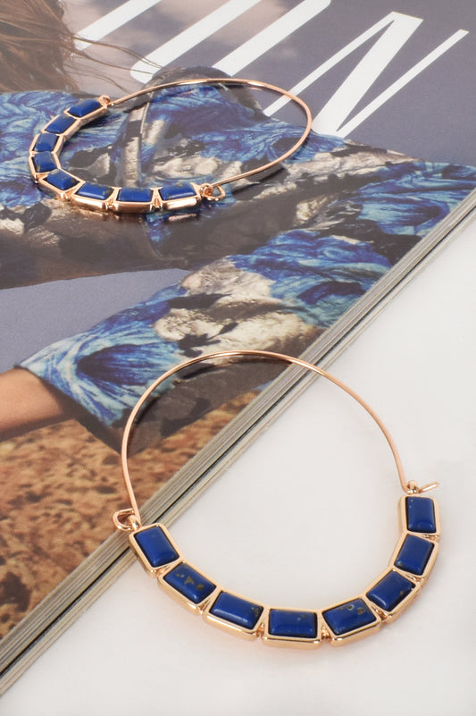 AED-2940BLUEGOLD STONE EARRING