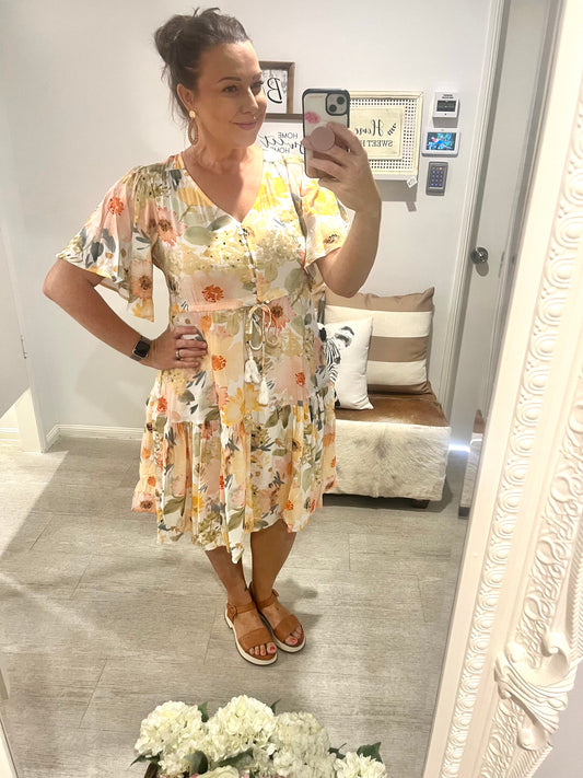 WILLOW TREE FLORAL YELLOW DRESS