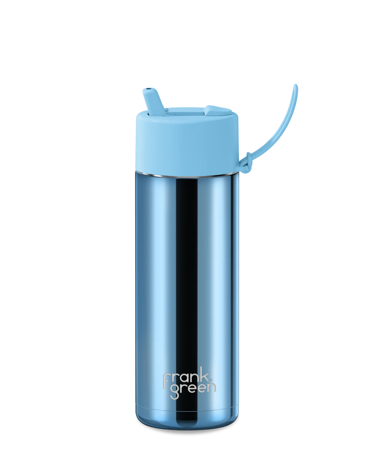 FRANK GREEN 20OZ REUSABLE BOTTLE BLUE CHROME WITH FLIP STRAW LID