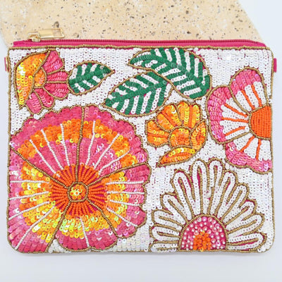 BEADED FLOWER CLUTCH