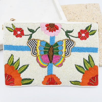 BEADED BUTTERFLY CLUTCH