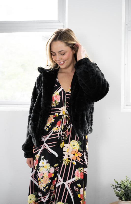 FRIA CLEO FLUFFY JACKET BLACK