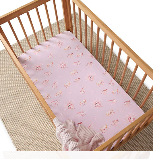 SH UNICORN FITTED COT SHEET
