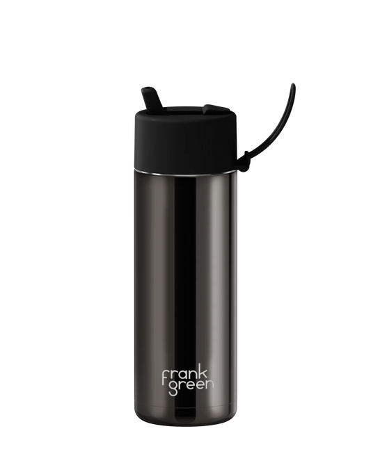 FRANK GREEN 20OZ REUSABLE BOTTLE SHADOW CHROME WITH FLIP STRAW LID