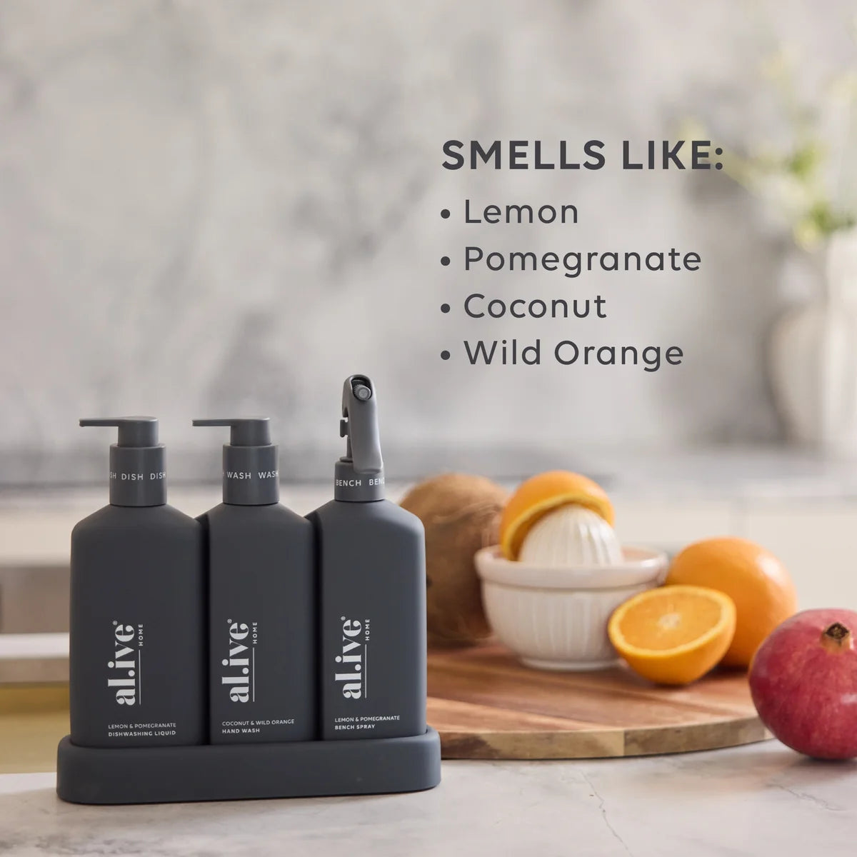 AL.IVE KITCHEN TRIO LEMON & POMEGRANATE + COCONUT & WILD ORANGE