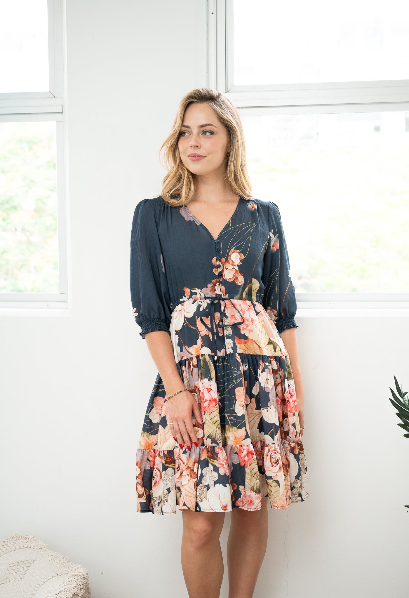FRIA FLORAL MIDI DRESS