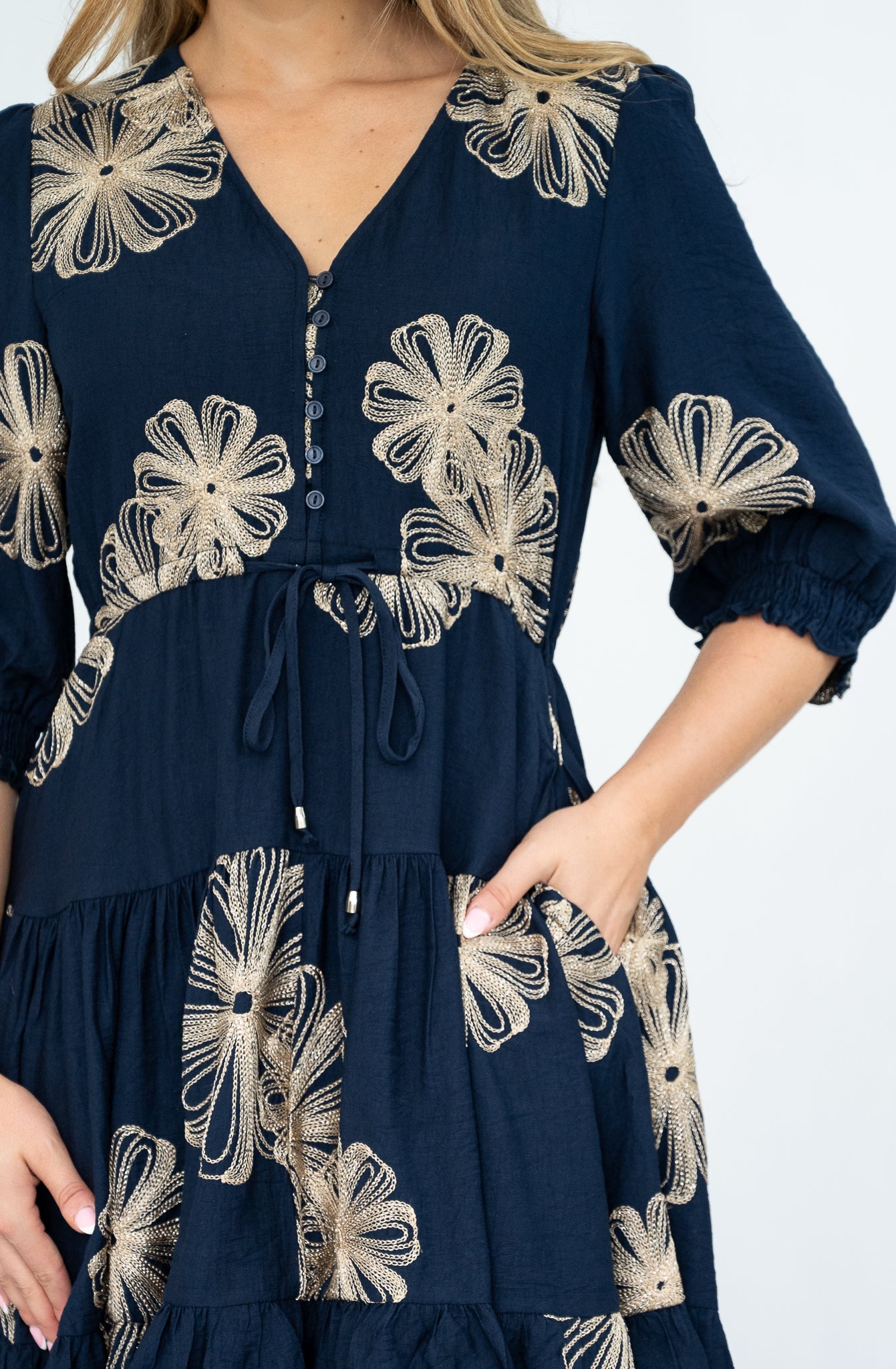 FRIA FLORAL GLITZ MINI NAVY