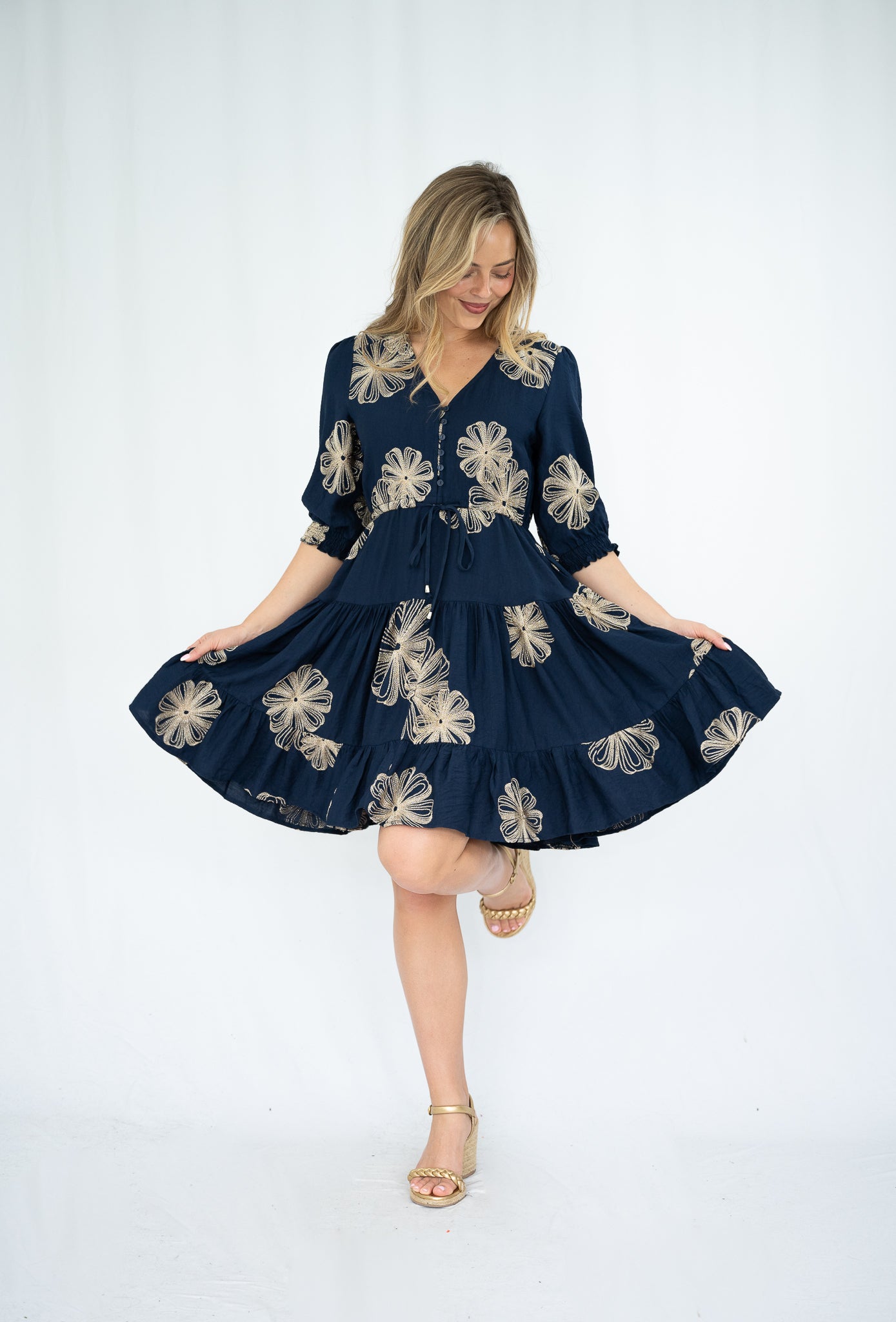 FRIA FLORAL GLITZ MINI NAVY
