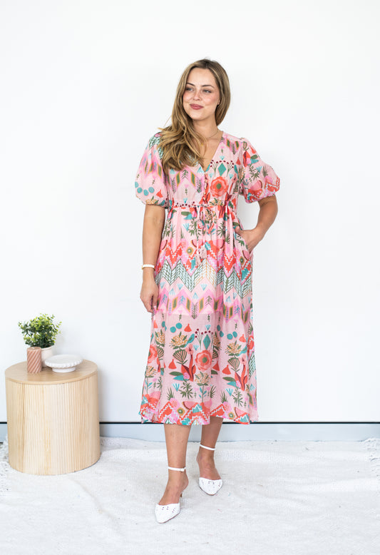 FRIA FLORAL SUNRISE MIDI