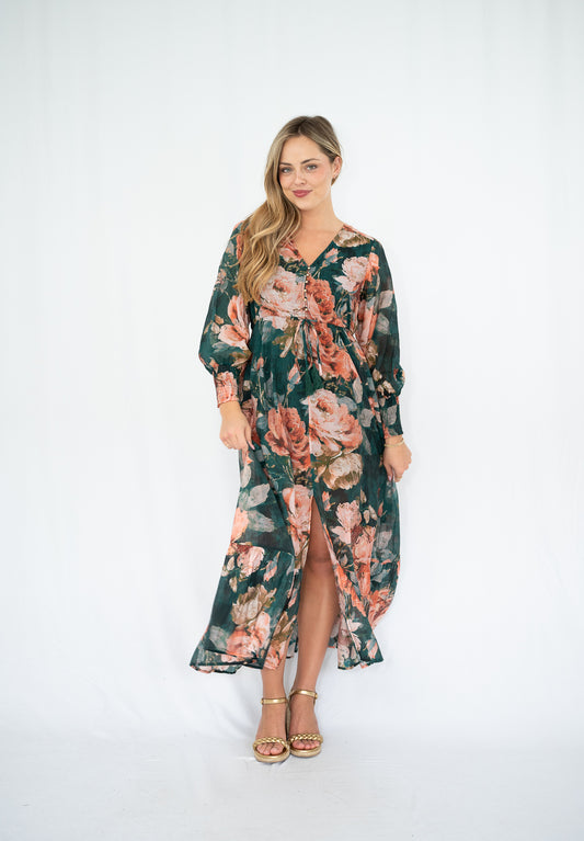 FRIA FLORAL DRESS EMERALD
