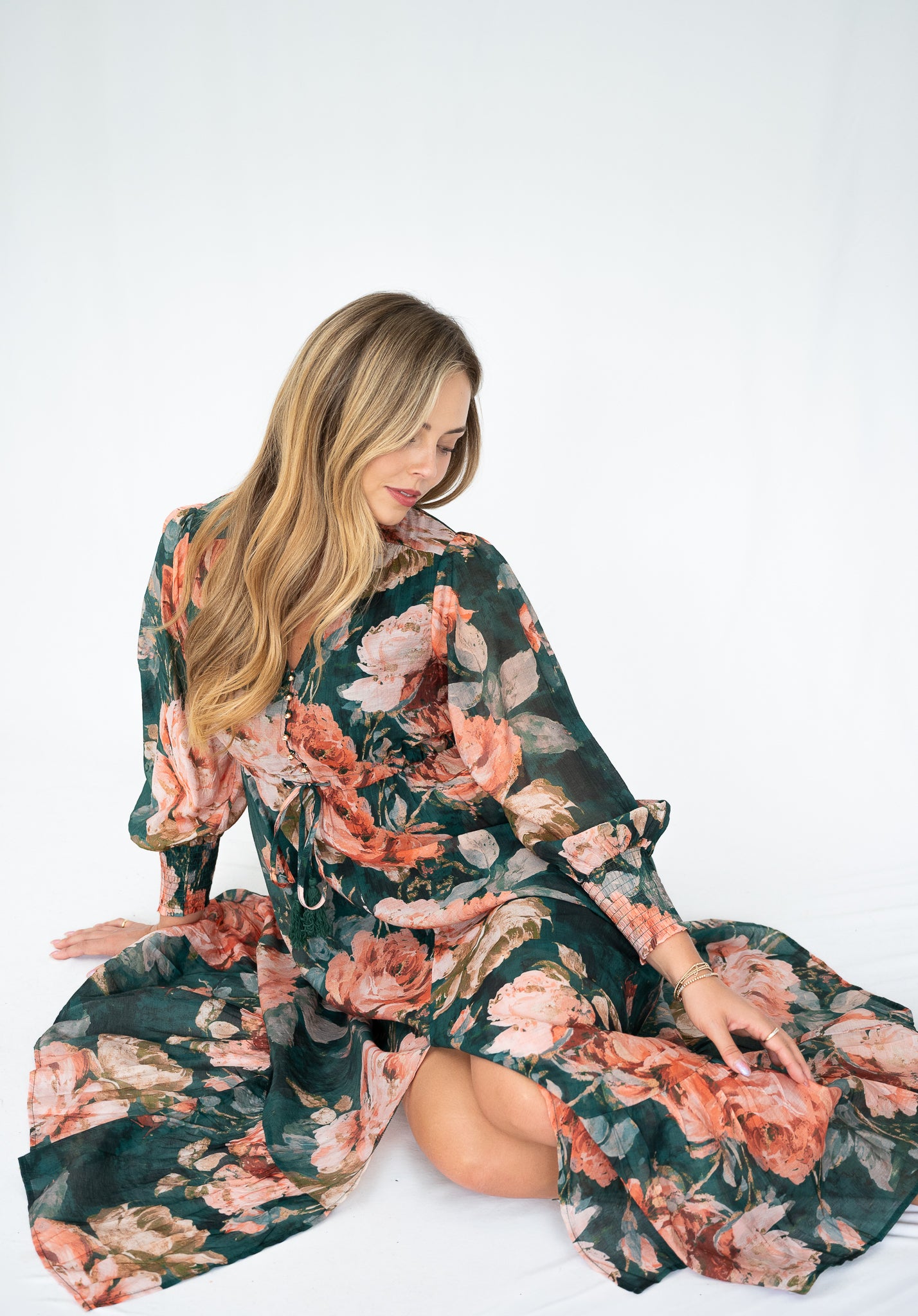 FRIA FLORAL DRESS EMERALD