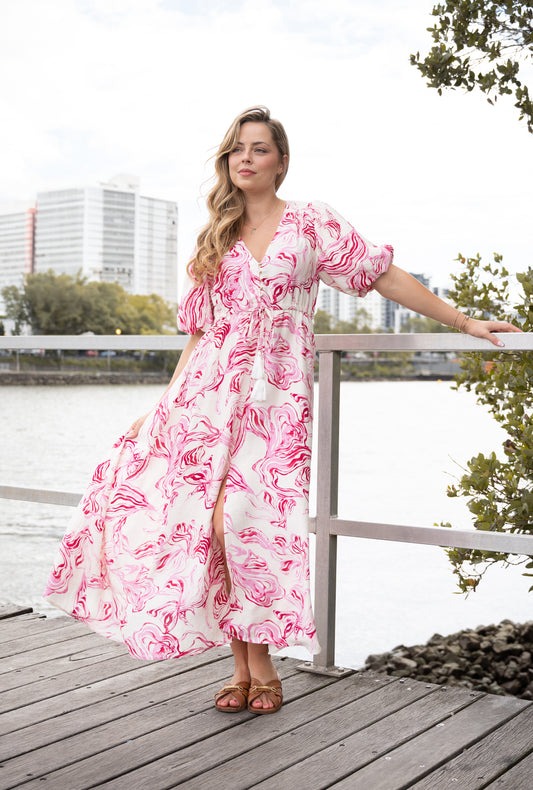 FRIA MARBLED SHARA MAXI DRESS