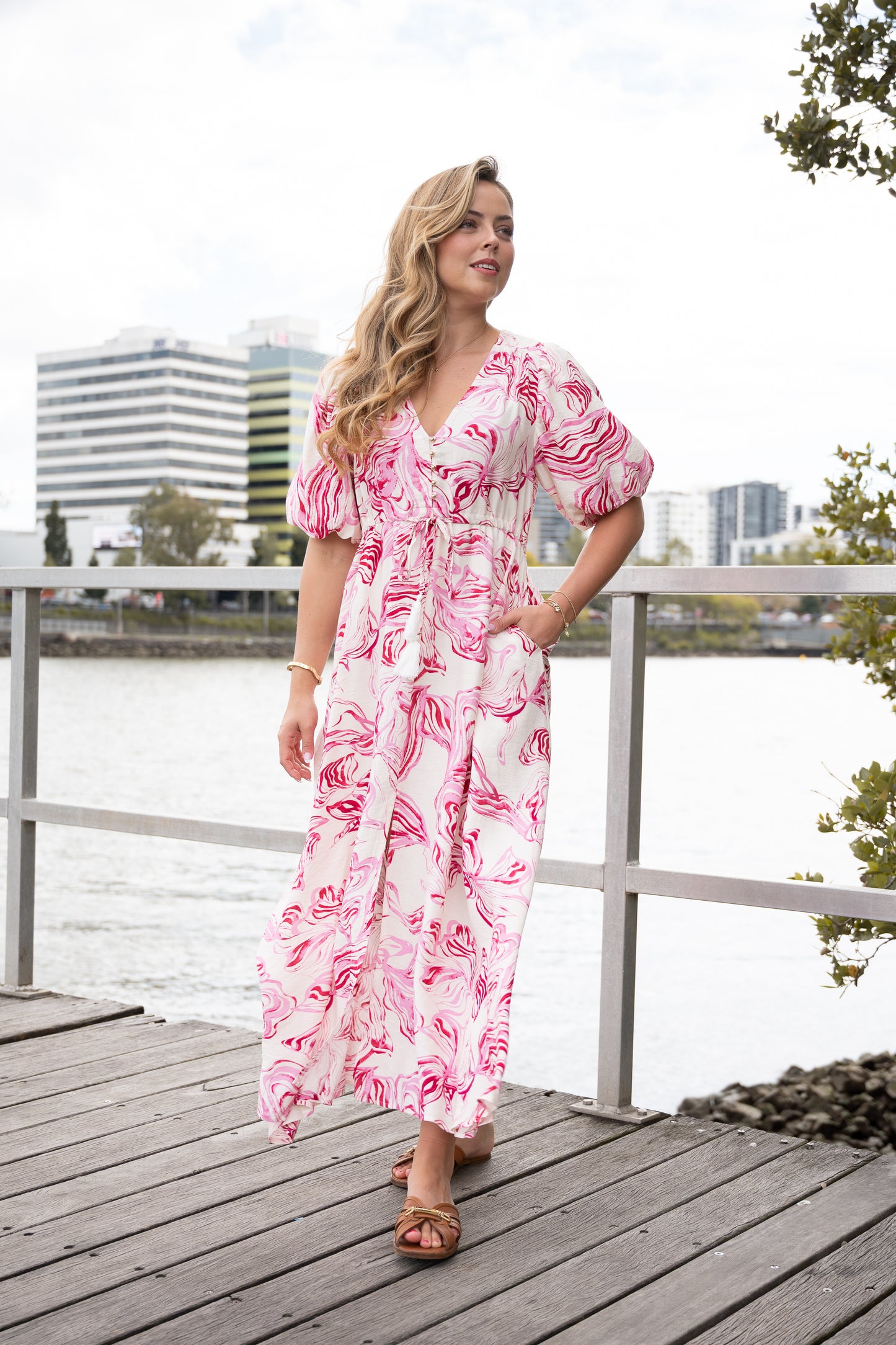 FRIA MARBLED SHARA MAXI DRESS