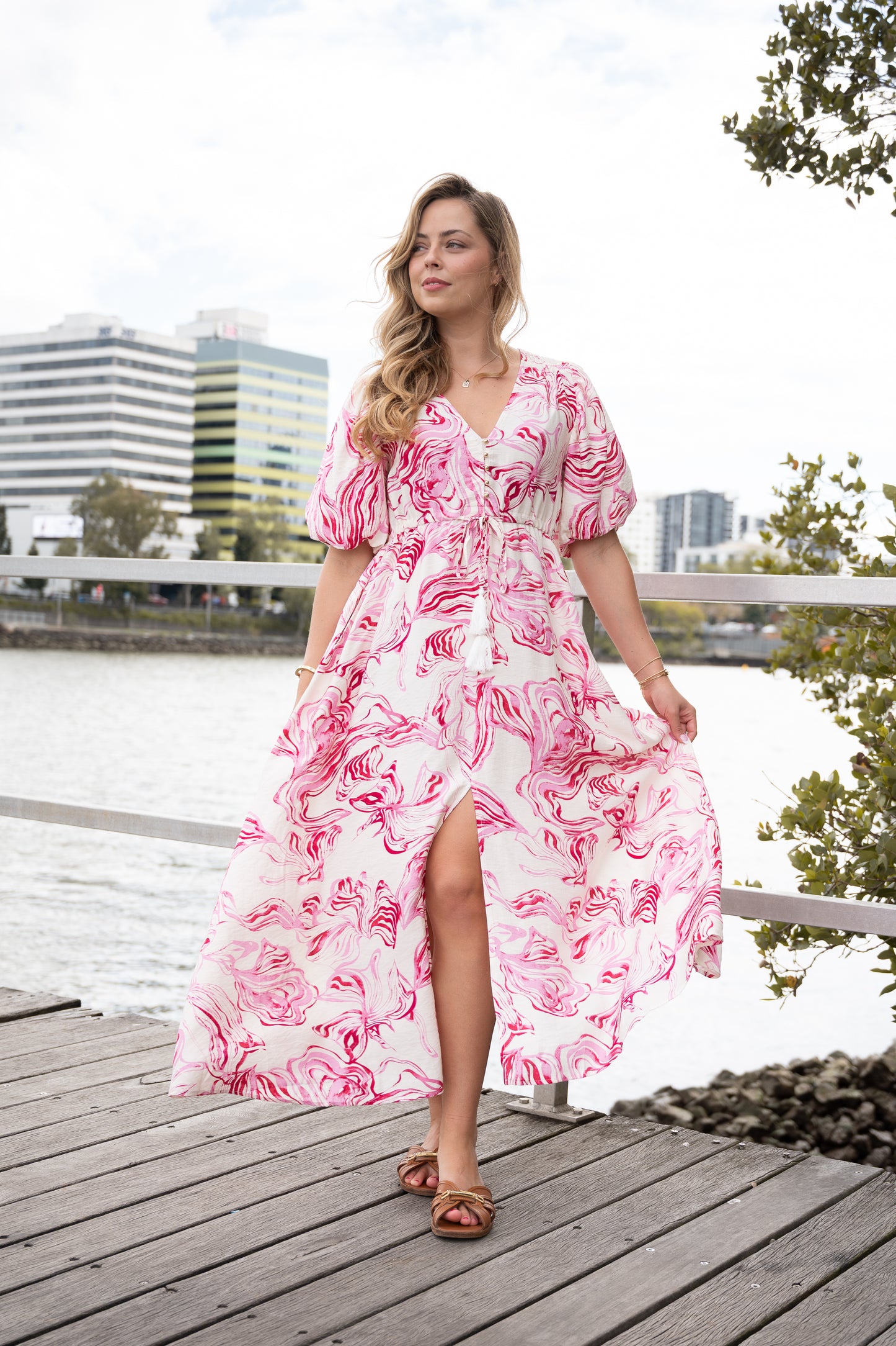 FRIA MARBLED SHARA MAXI DRESS