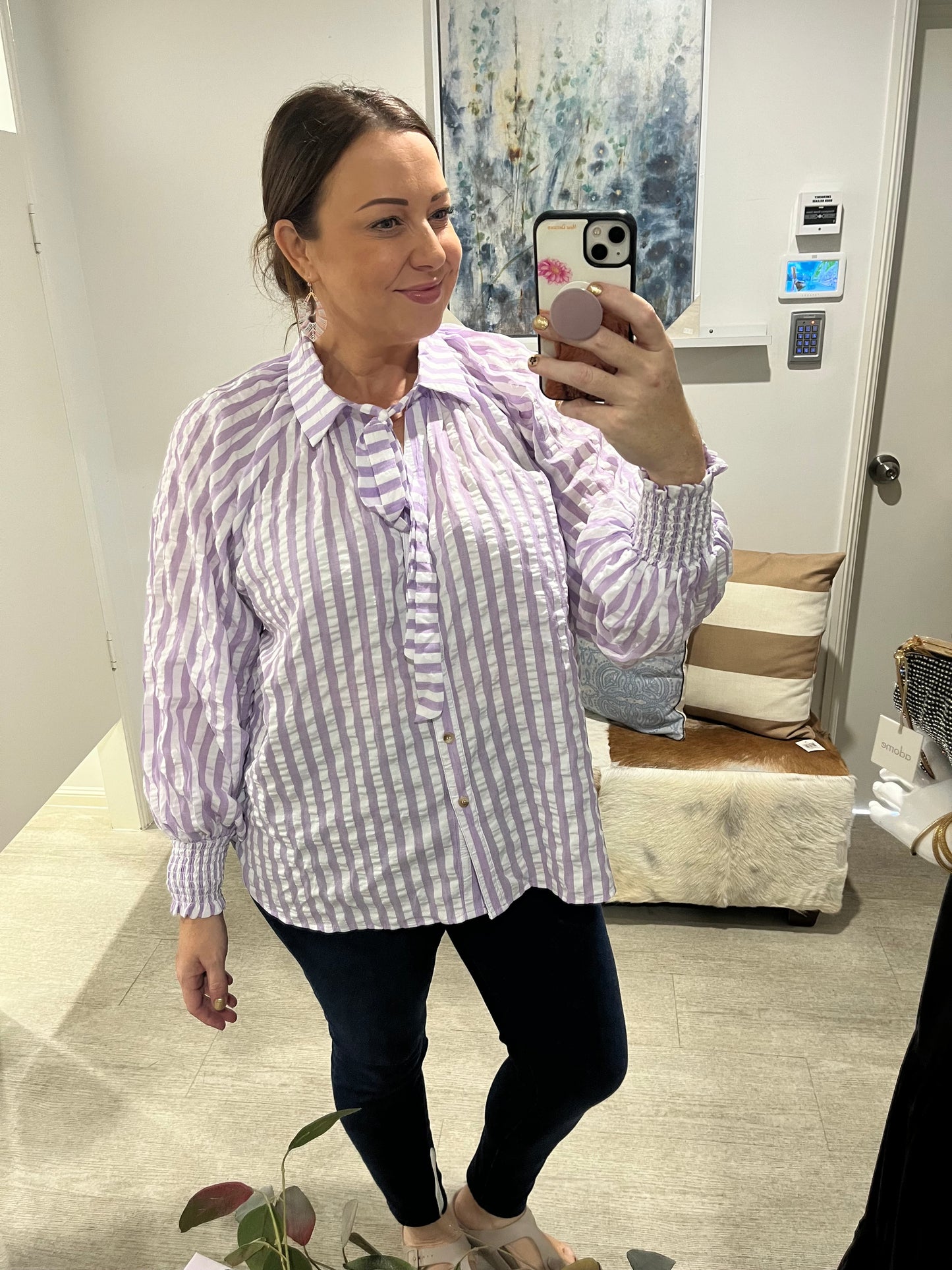 KIIK LUXE BERRY STRIPE LS SHIRT LILAC