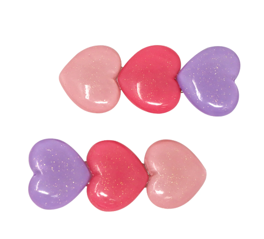 HCM114 GLITTLER HEARTS CLIPS