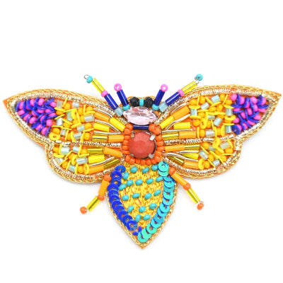 BEADED ABSTRACT BEE BROOCH