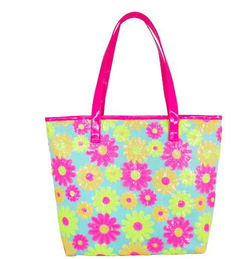 JJM221B SEQUIN DAISY BEACH BAG