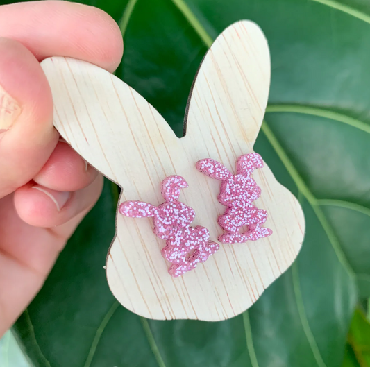 HAPPY EASTER STUD GLITTER PINK
