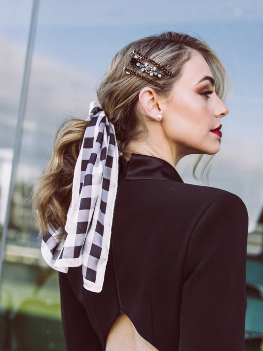BLACK WHITE GREY SCARF