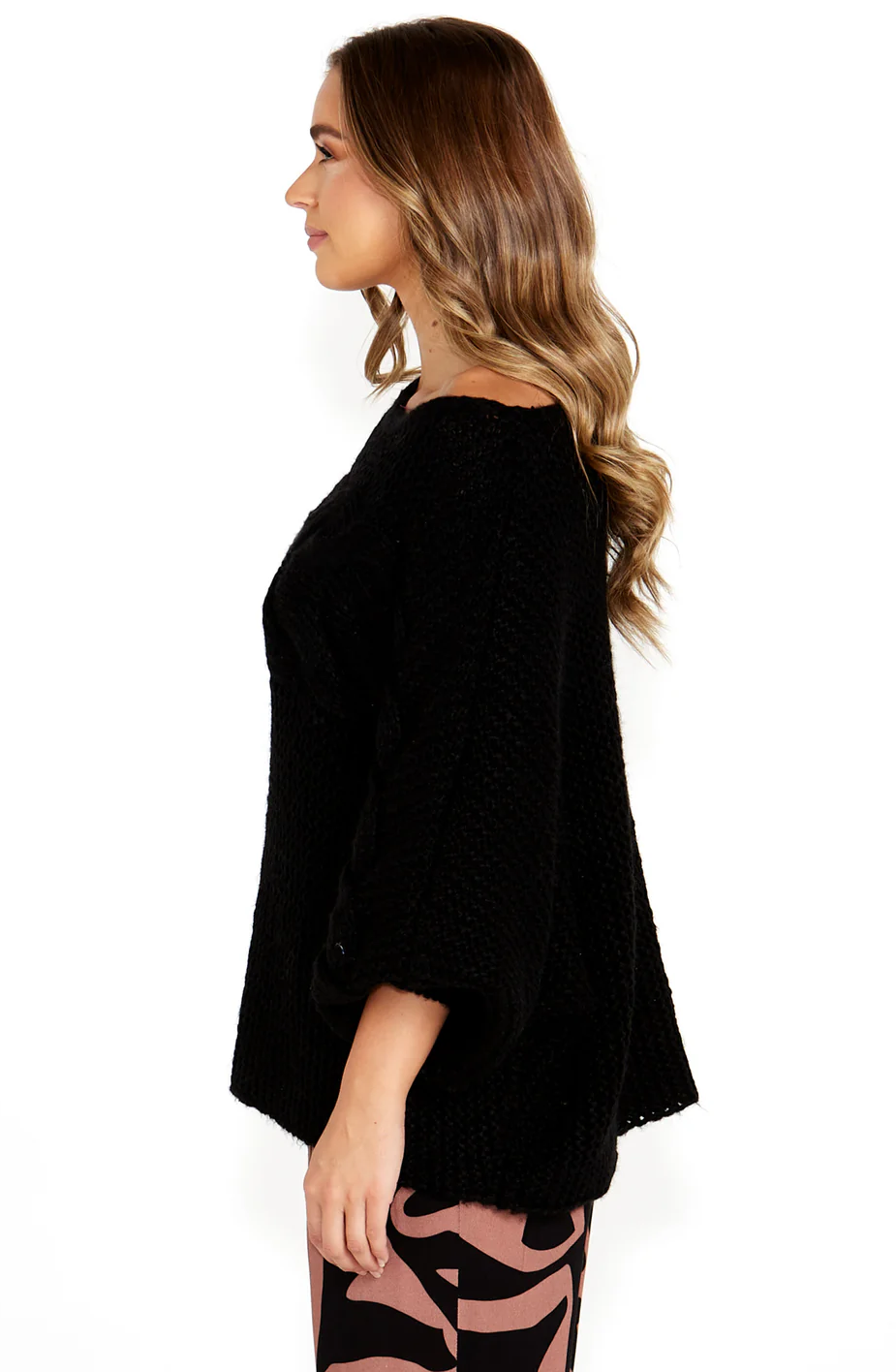 BELINDA CABLE KNIT BLK