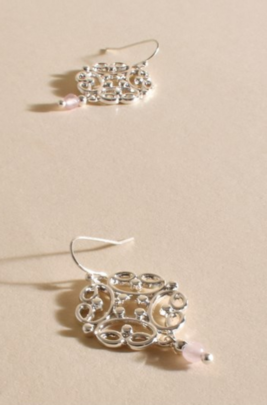 AED-3374PINKSILV ADORNE EARRINGS
