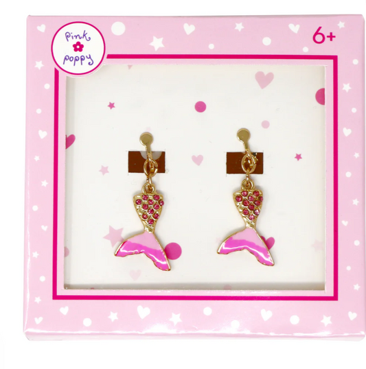 PINK POPPY CLIP ON EARRINGS MERMAID