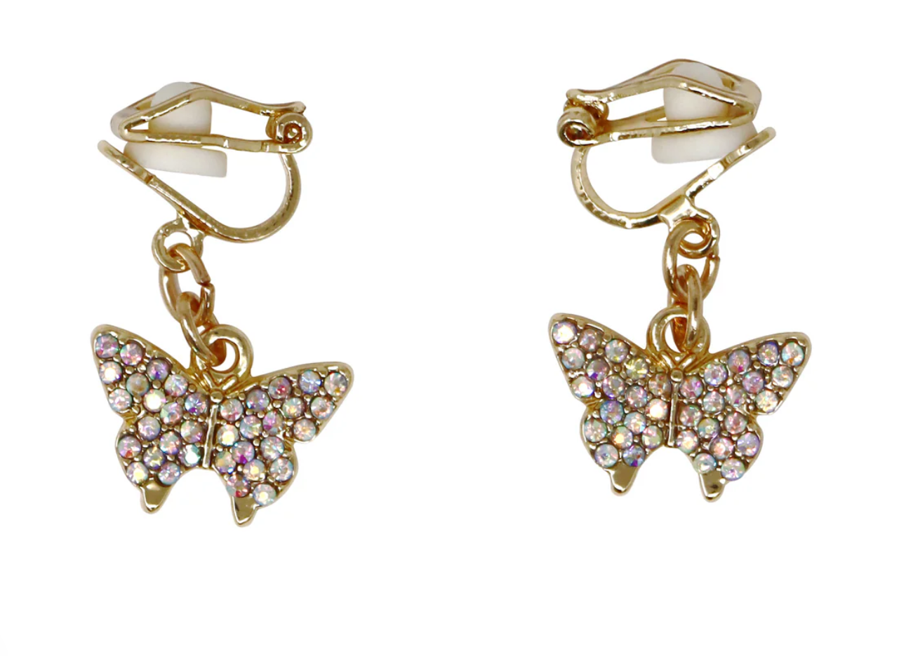 PINK POPPY CLIP ON EARRINGS BUTTERFLY