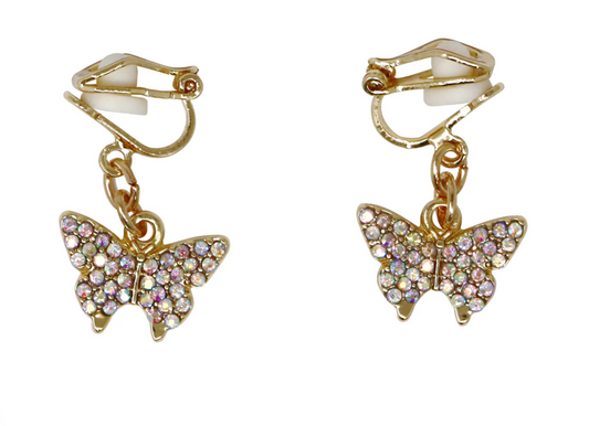 PINK POPPY CLIP ON EARRINGS BUTTERFLY