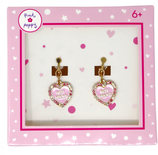 PINK POPPY CLIP ON EARRINGS BEST FRIENDS