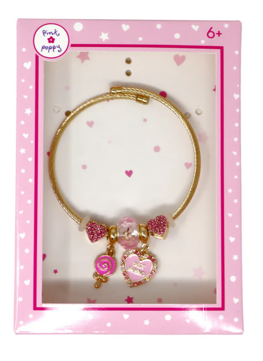 PINK POPPY CHARM BRACELET BEST FRIEND